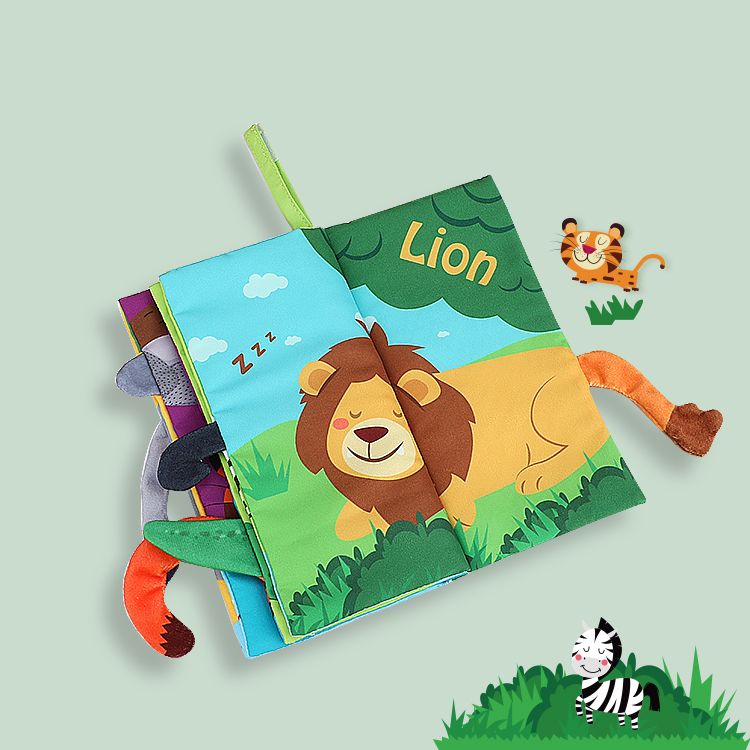 Baby first touch and feel soft educational cloth book - forest animal tail