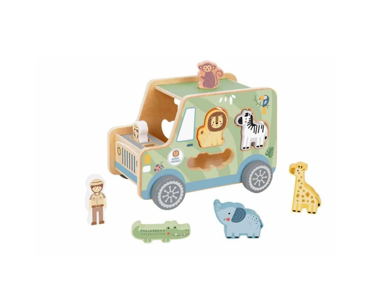 Shape Sorting Animal Jeep By Tooky Toy