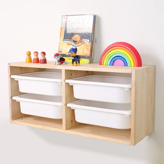 Toy storage with bins 2 - Wall Mounted