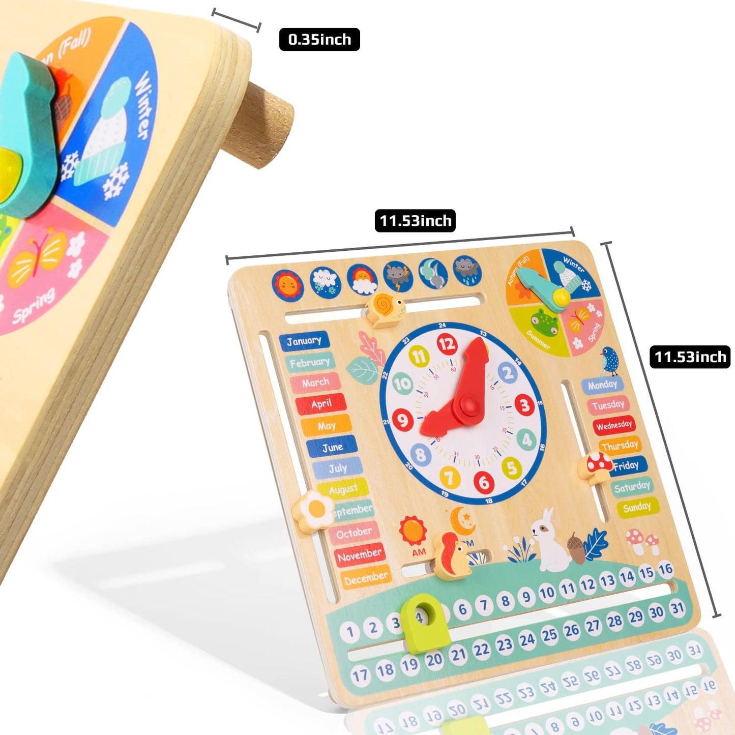 Montessori Educational Wooden Learning Toys Kids Daily Calendar