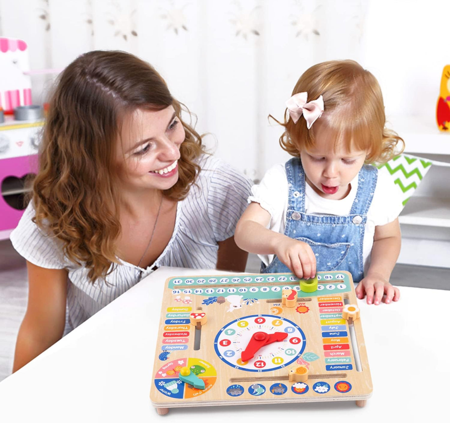 Montessori Educational Wooden Learning Toys Kids Daily Calendar