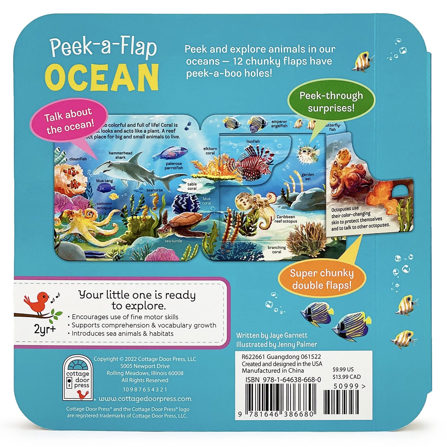 Peek-a-Flap Ocean Children's Lift-a-Flap Board Book for Children Learning about the Sea and Water Animals,