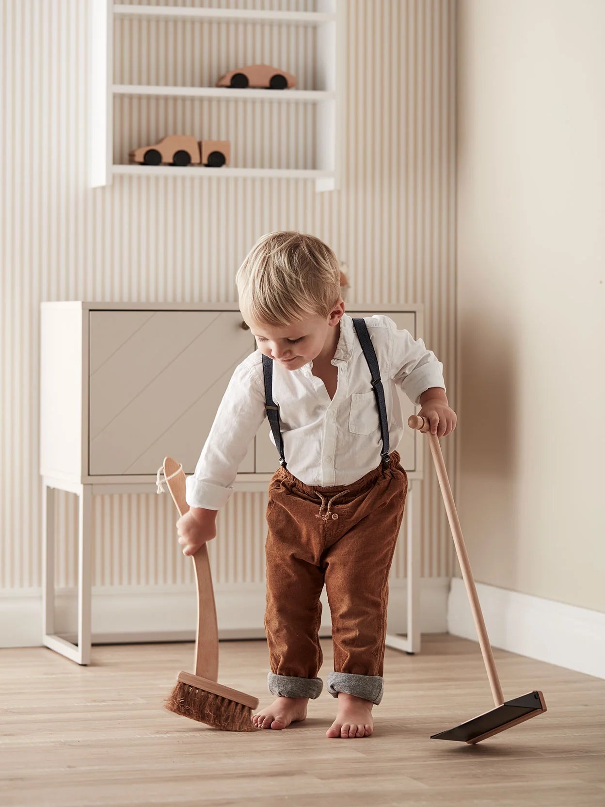 Kids concept broom and dust pan