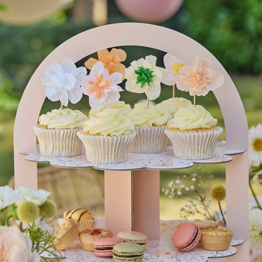 Tissue Paper Flower Cake Toppers