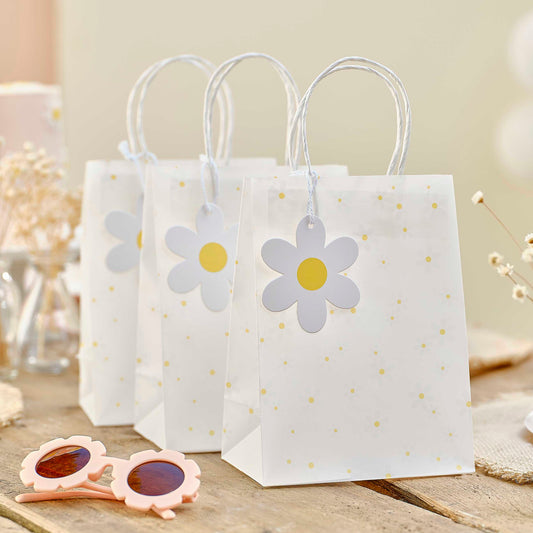 Daisy print vellum party bags