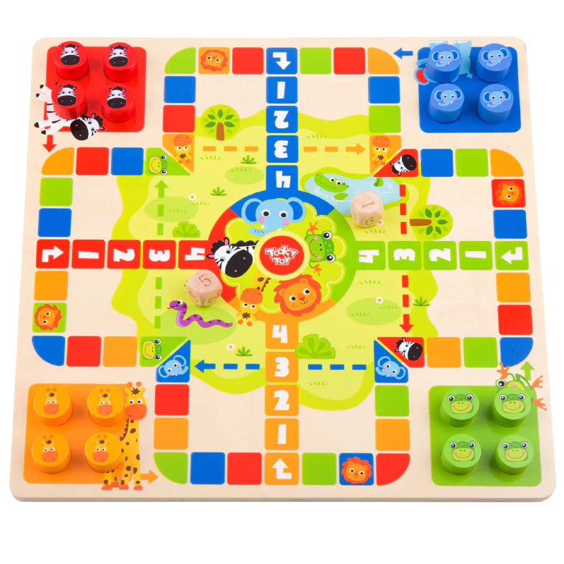 2 In 1 Wooden Board Game - Ludo/Snakes Ladders