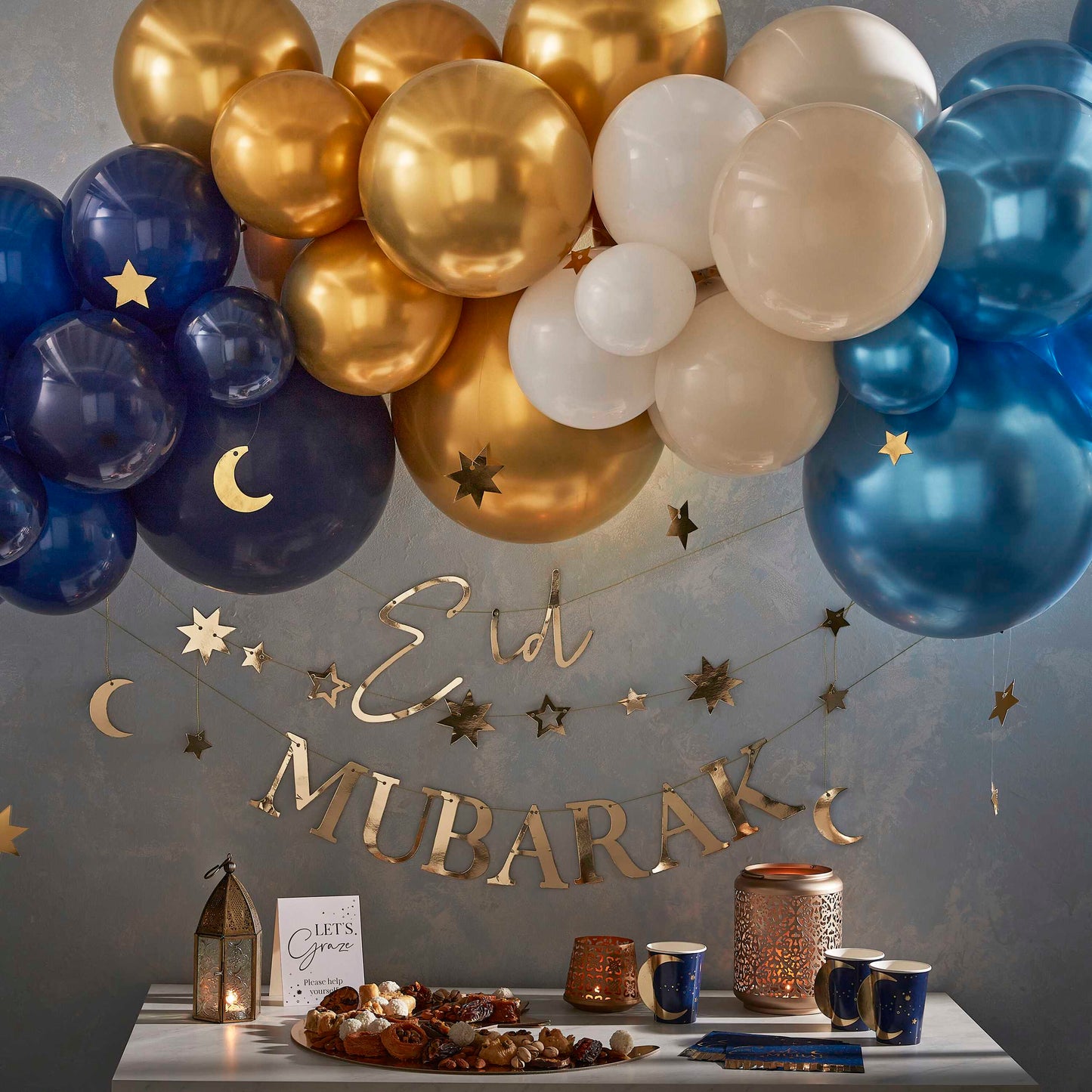 Navy and Gold pop out Moon eid paper cups