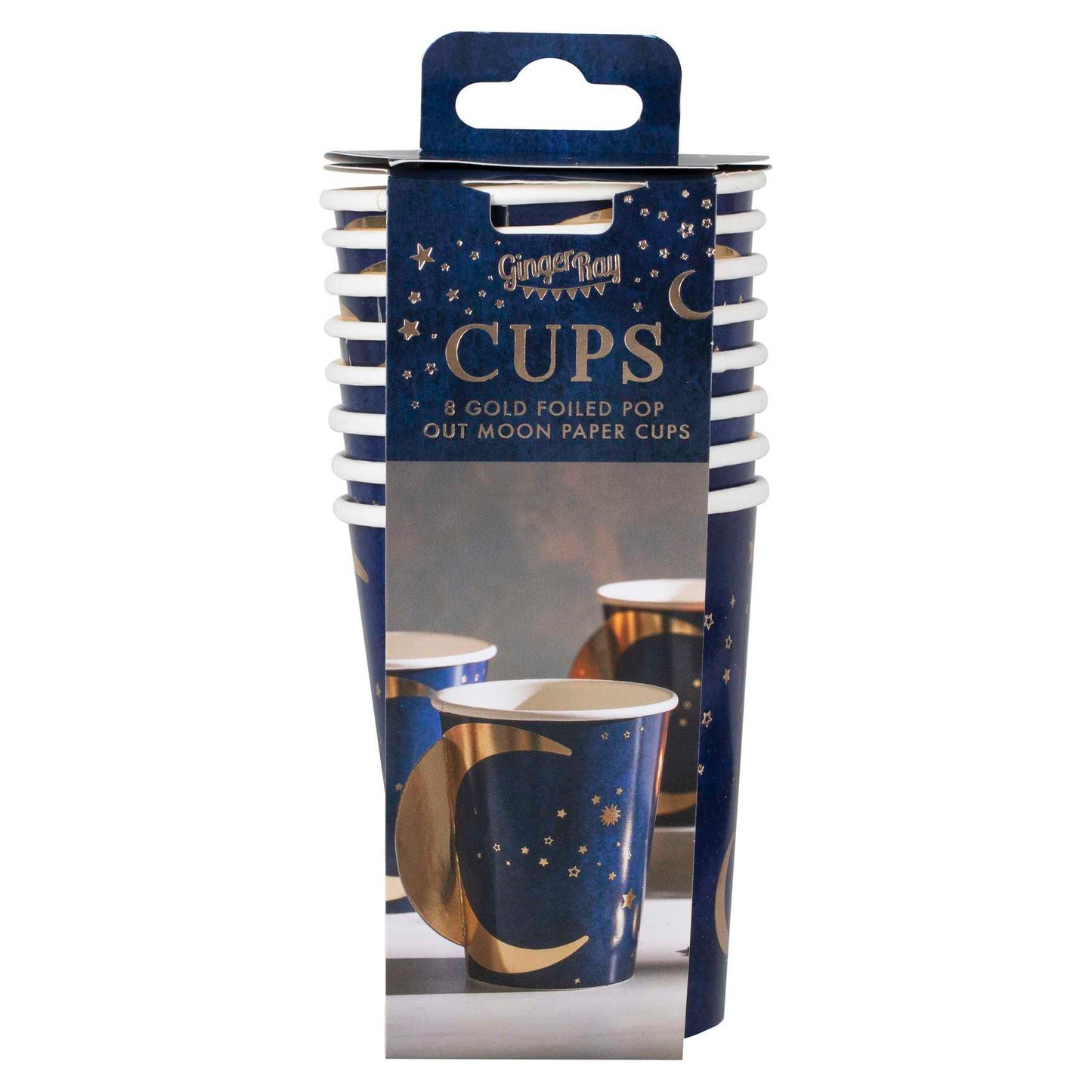 Navy and Gold pop out Moon eid paper cups