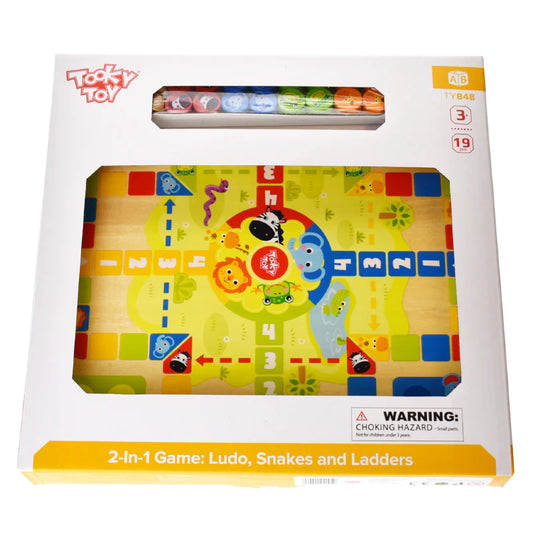 2 In 1 Wooden Board Game - Ludo/Snakes Ladders