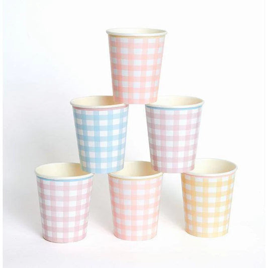 Gingham Cups (x 12)