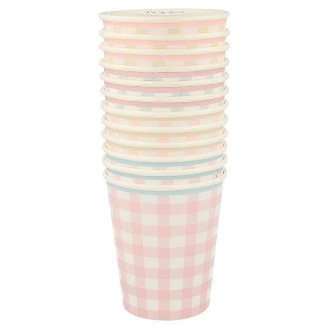 Gingham Cups (x 12)