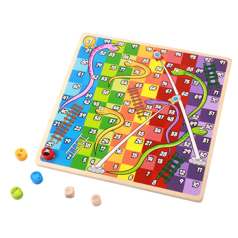 2 In 1 Wooden Board Game - Ludo/Snakes Ladders